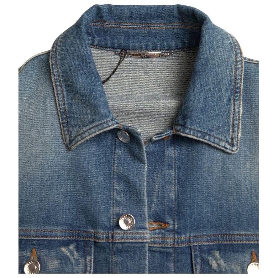 Dolce & Gabbana Blue Washed Cotton Stretch Denim Men Jacket