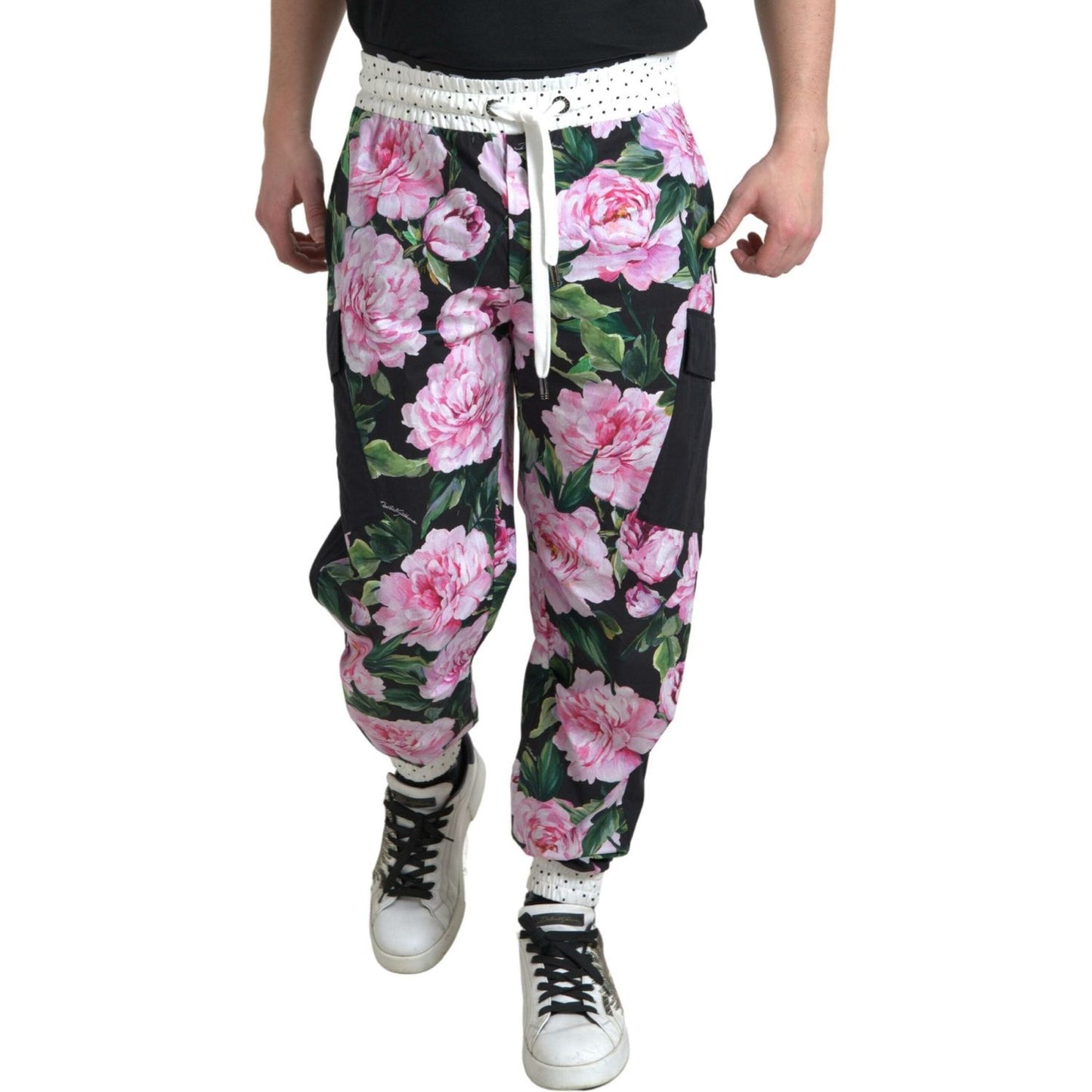 Dolce & Gabbana Multicolor Peony Joggers Cotton Men Pants