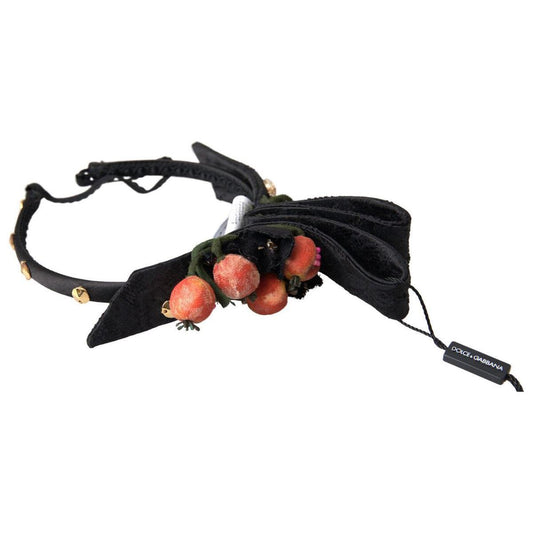 Dolce & Gabbana Black with multicolor Fig Fruit Crystal Tiara Diadem Headband