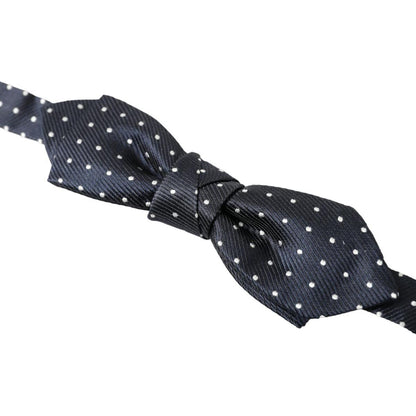 Dolce & Gabbana Blue Polka Dot Silk Adjustable Men Neck Papillon Bow Tie