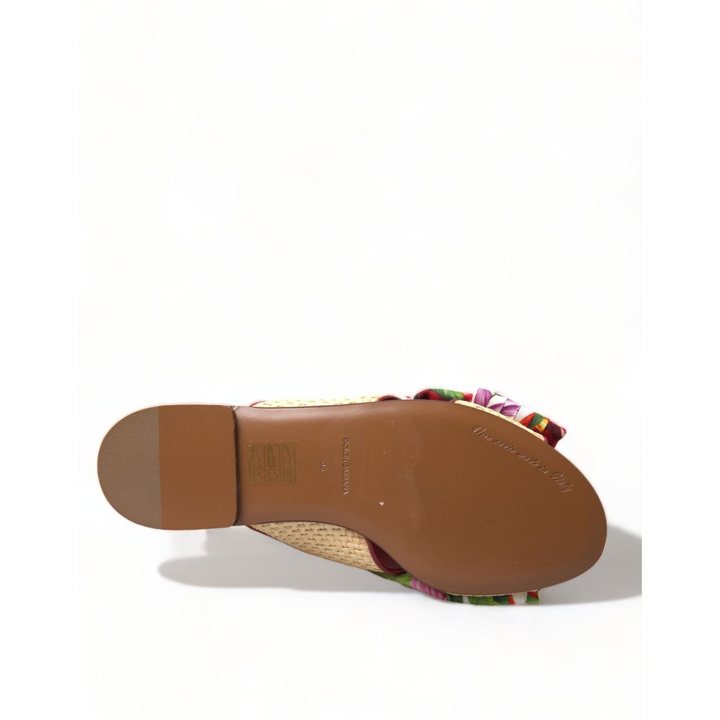 Dolce & Gabbana Multicolor Floral Flats Crystal Sandals Shoes