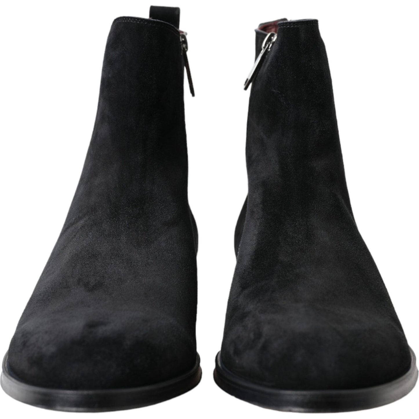 Dolce & Gabbana Black Suede Leather Mid Calf Men Boots Shoes