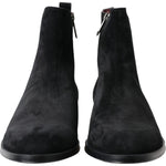 Dolce & Gabbana Black Suede Leather Mid Calf Men Boots Shoes