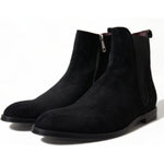 Dolce & Gabbana Black Suede Leather Mid Calf Men Boots Shoes