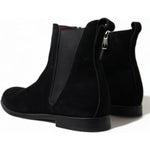 Dolce & Gabbana Black Suede Leather Mid Calf Men Boots Shoes