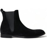 Dolce & Gabbana Black Suede Leather Mid Calf Men Boots Shoes