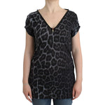 Cavalli Gray leopard v-neck top SIG11986-4