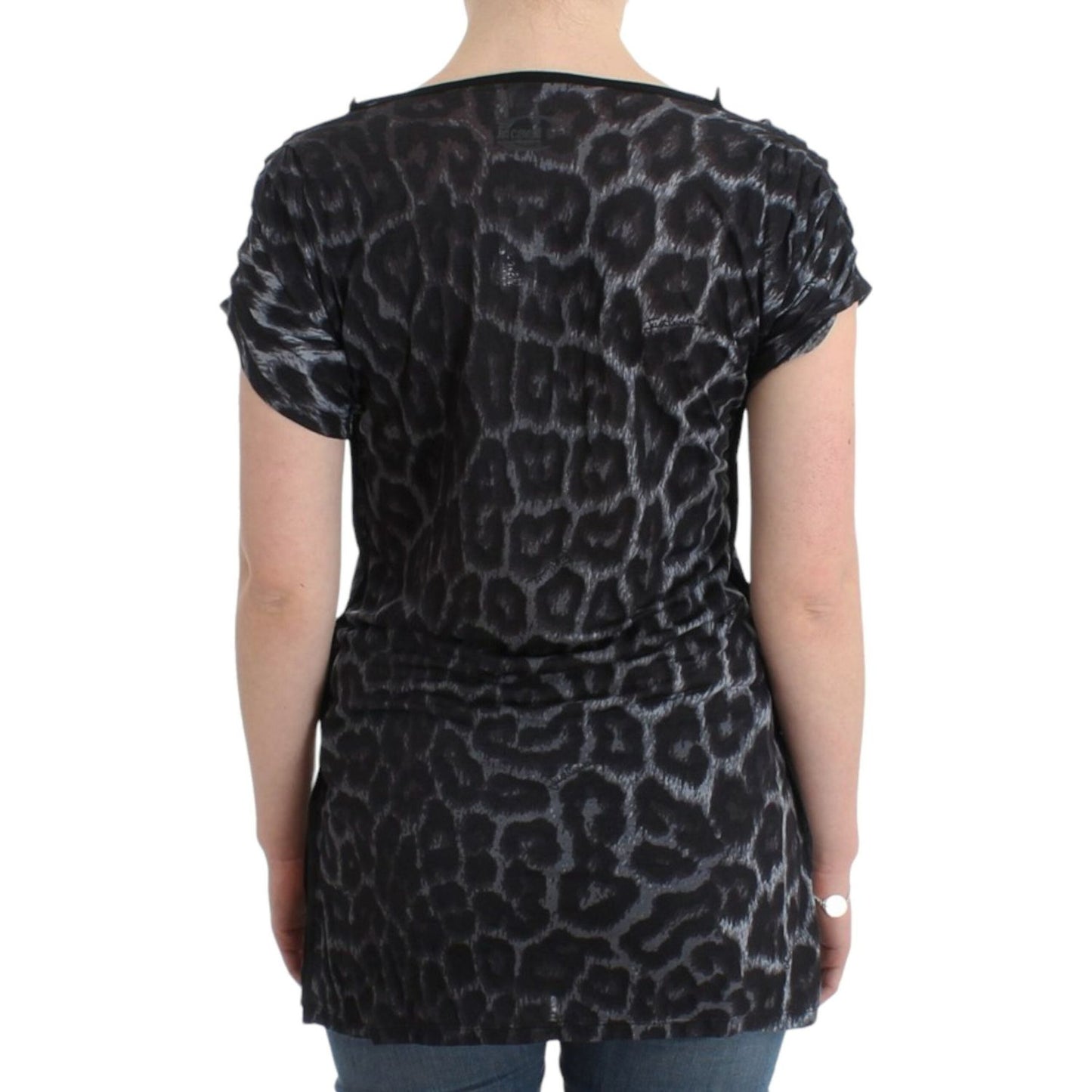 Cavalli Gray leopard v-neck top SIG11986-4