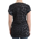 Cavalli Gray leopard v-neck top SIG11986-4