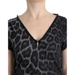 Cavalli Gray leopard v-neck top SIG11986-4
