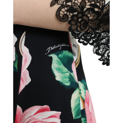 Dolce & Gabbana Black Floral Embellished Lace A-line Dress