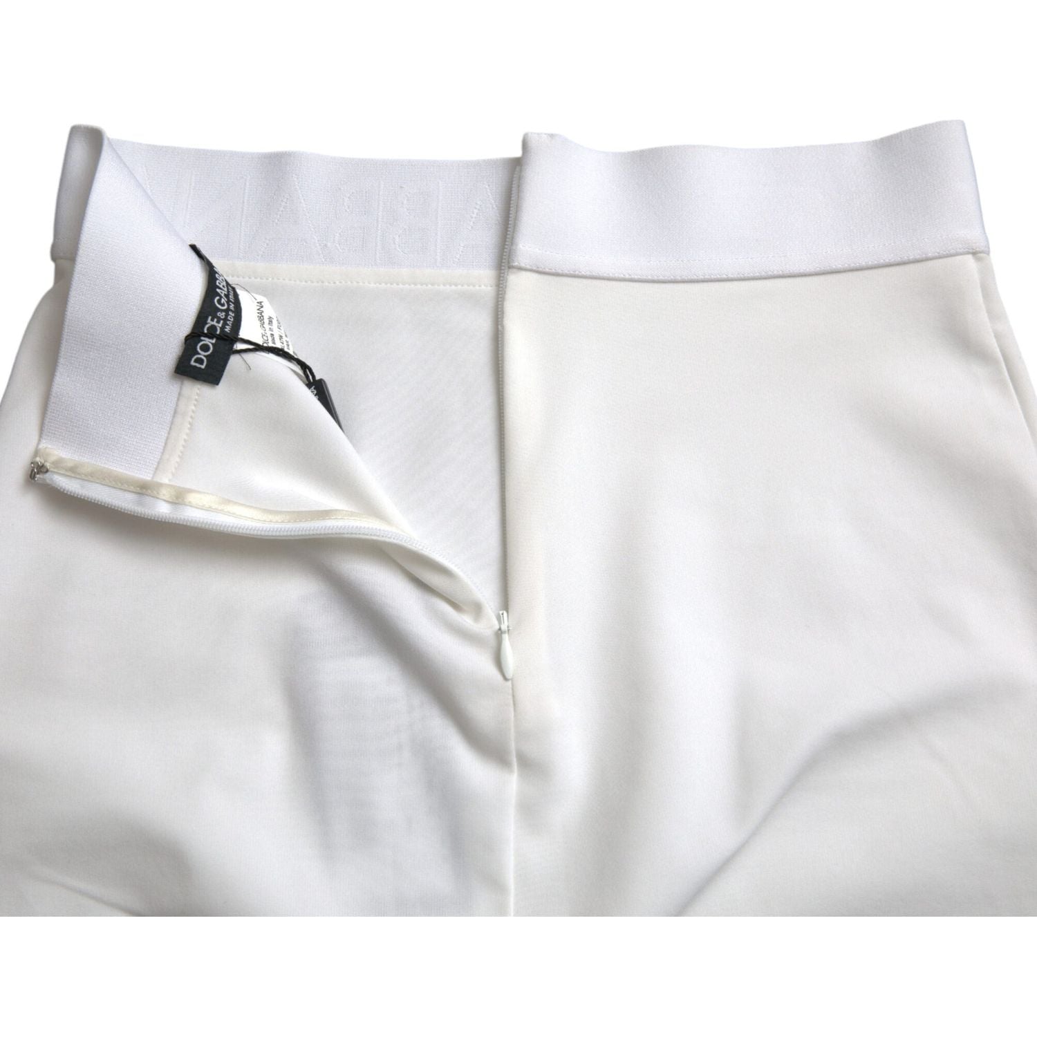 Dolce & Gabbana White Viscose High Waist Pencil Cut Mini Skirt