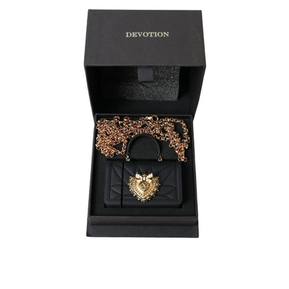 Dolce & Gabbana Black Silicone Devotion Heart Gold Chain Airpods Case