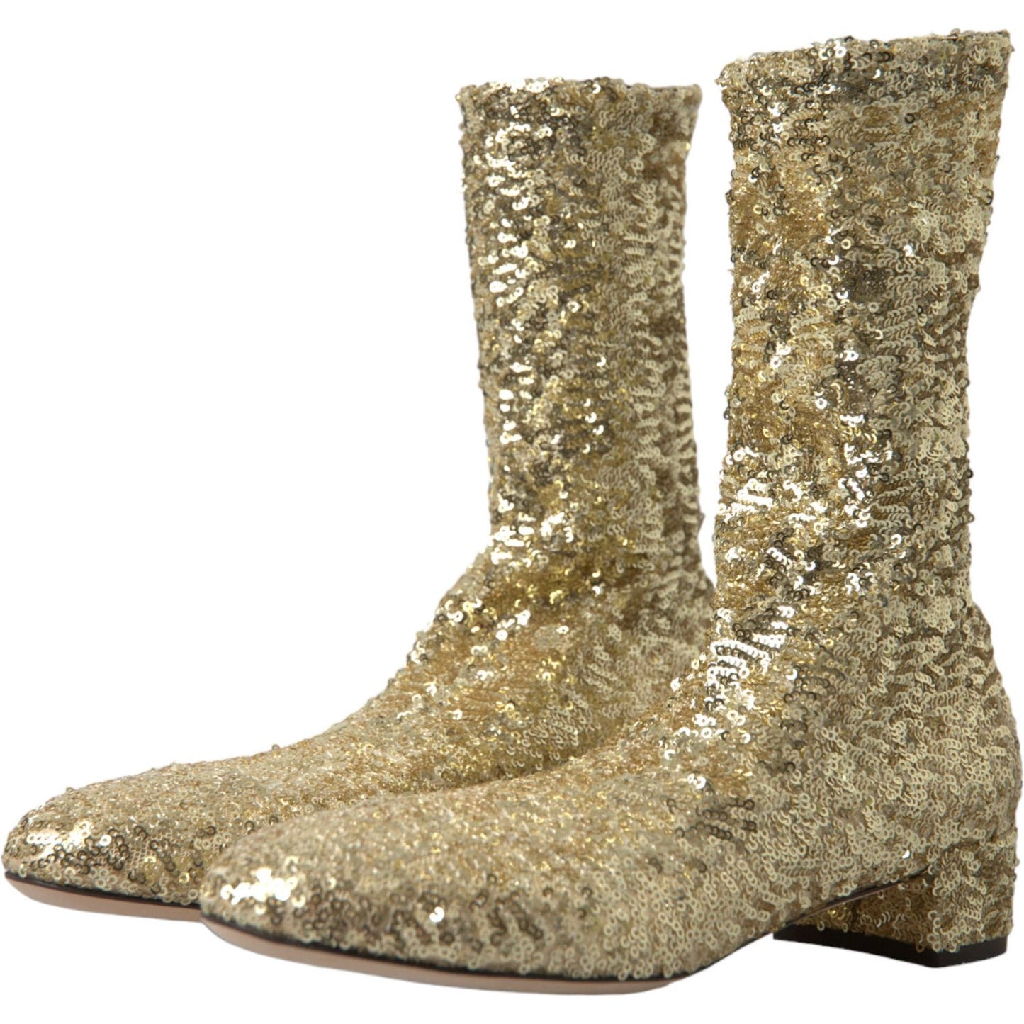 Dolce & Gabbana Gold Sequined Short Boots Stretch Shoes LA10362-37.5