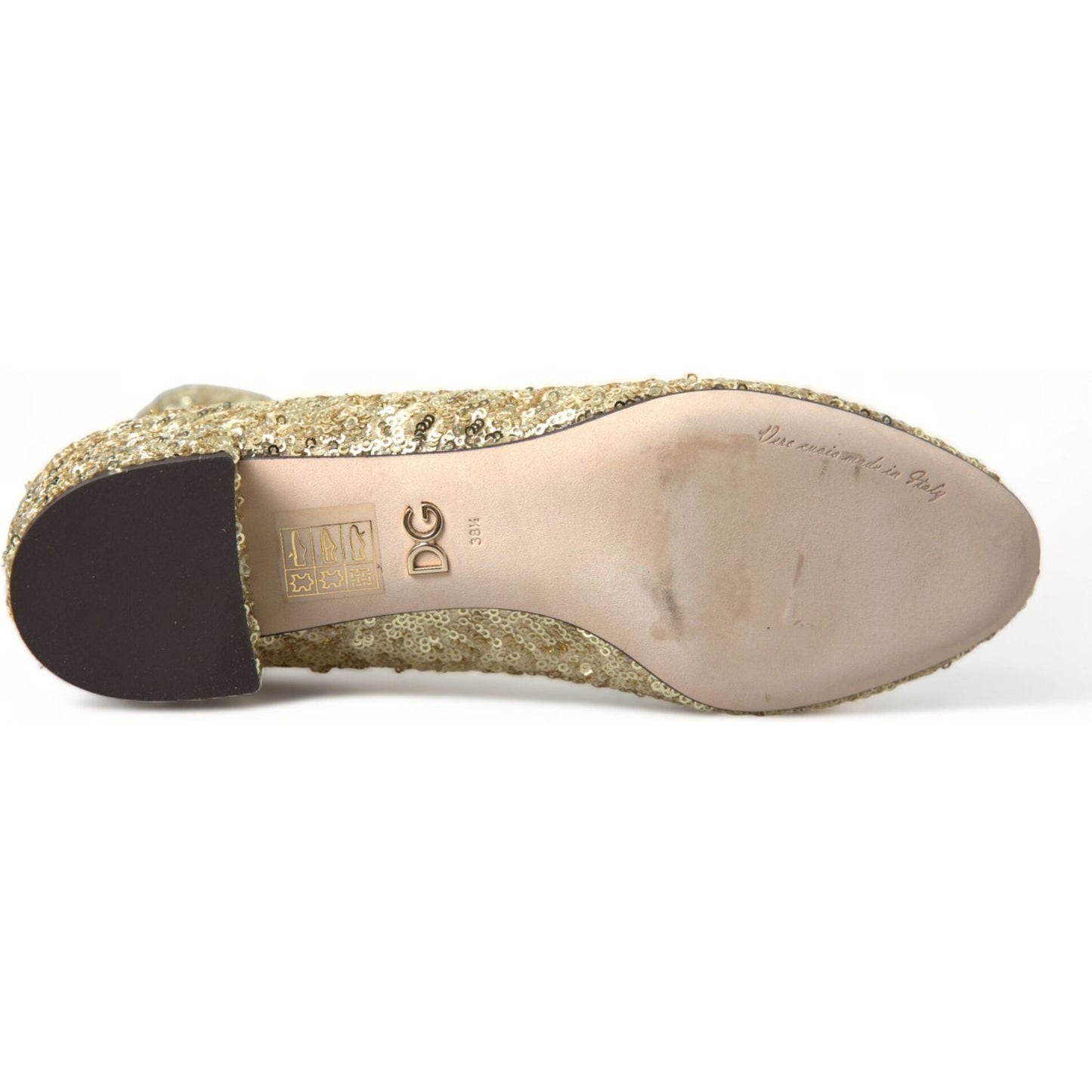 Dolce & Gabbana Gold Sequined Short Boots Stretch Shoes LA10362-37.5