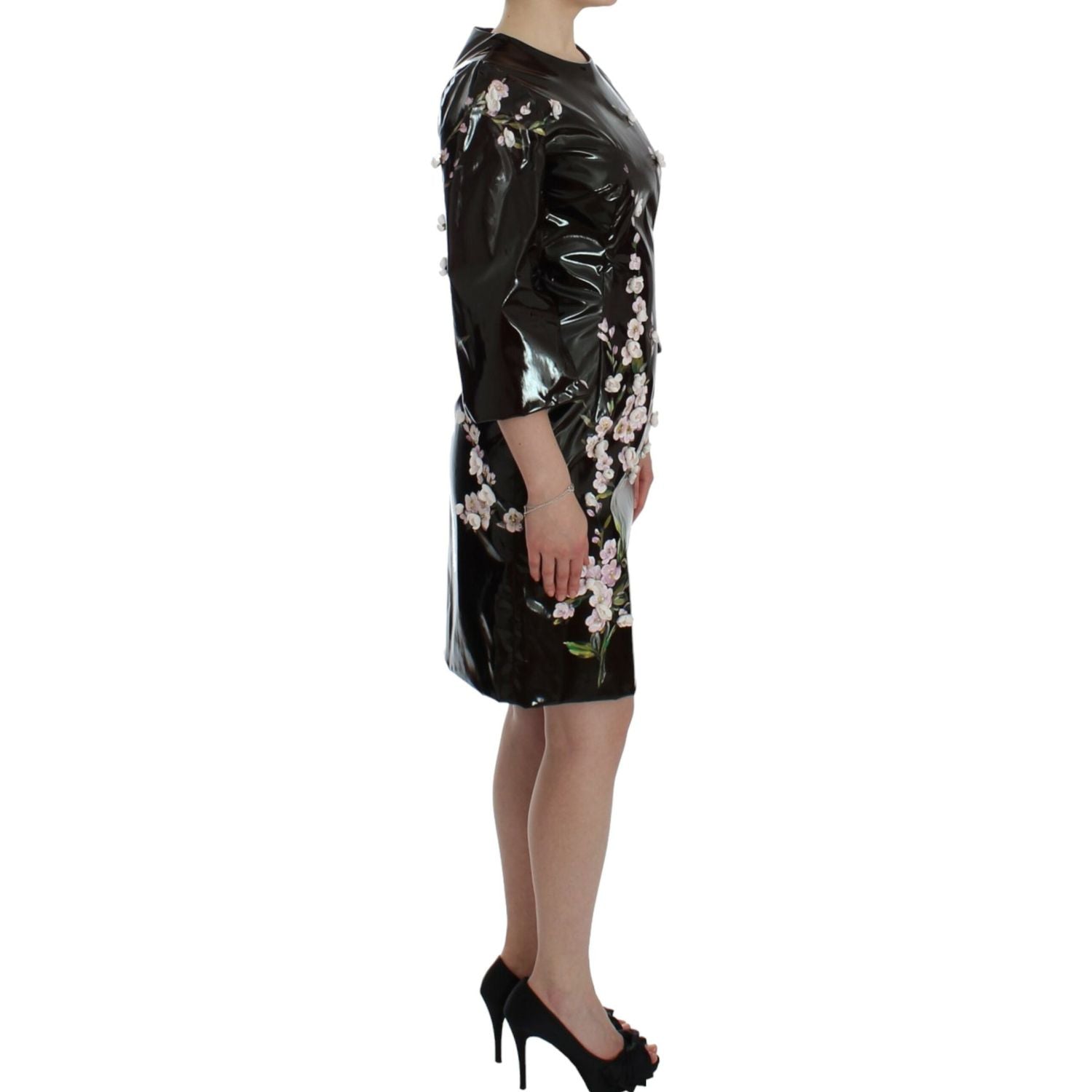 Dolce & Gabbana Black floral 3/4 Sleeve sheath dress