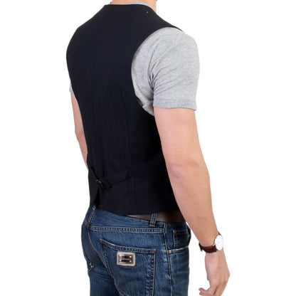 Costume National Black striped cotton casual vest