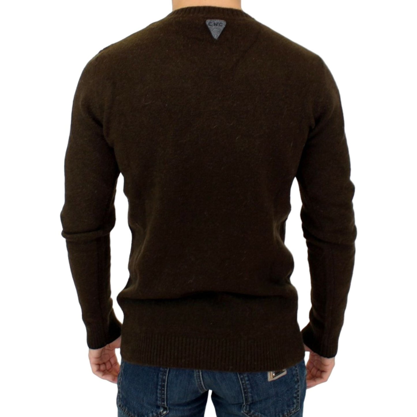 Costume National Brown striped crewneck sweater