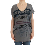 Costume National Gray V-neck long t-shirt SIG12527-1
