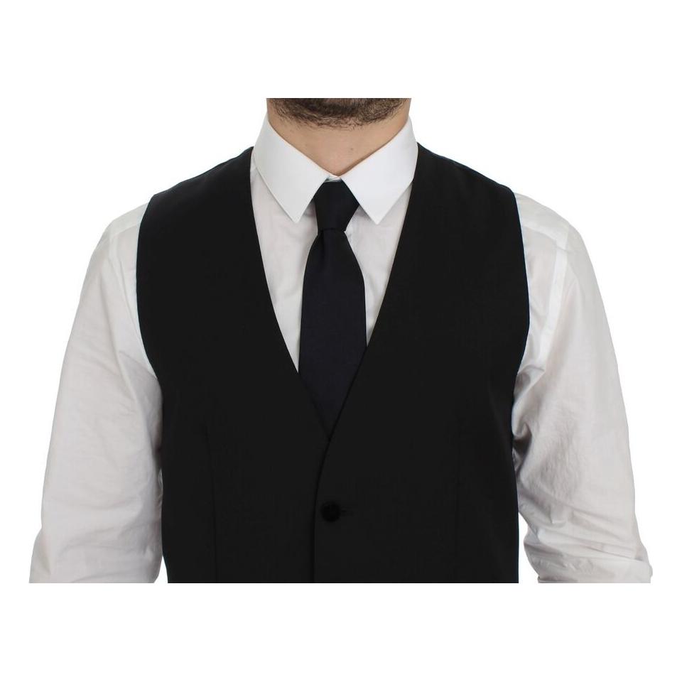 优雅黑色羊毛礼服背心