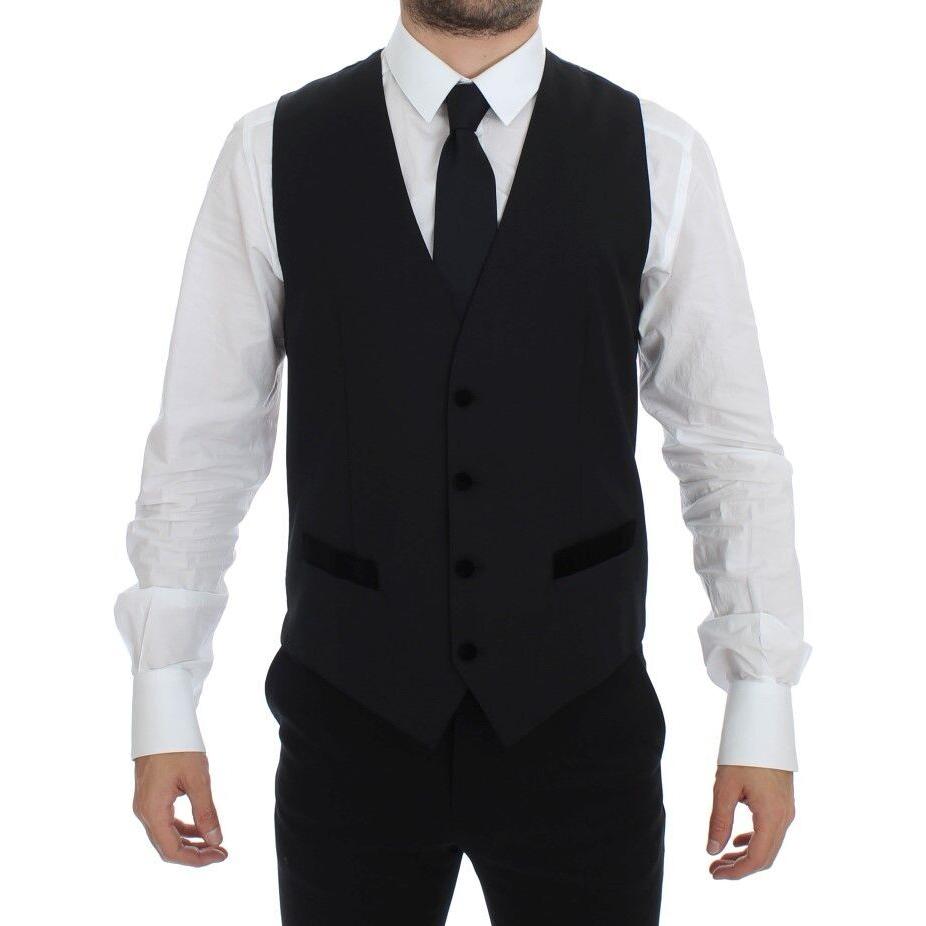 优雅黑色羊毛礼服背心