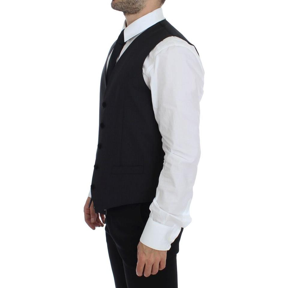 Dolce & Gabbana Gray Wool Formal Dress Vest Gilet Weste GSS12053-1