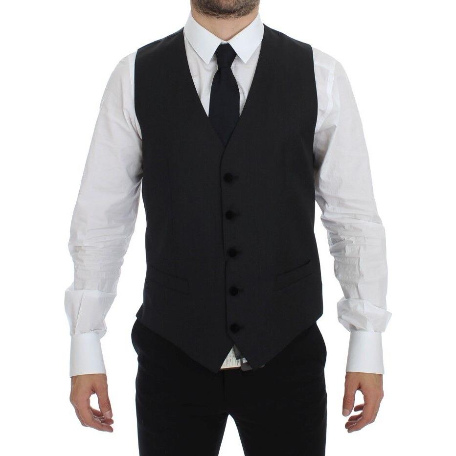 Dolce & Gabbana Gray Wool Formal Dress Vest Gilet Weste GSS12053-1