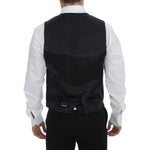 Dolce & Gabbana Elegant Gray Striped Wool Dress Vest Dolce & Gabbana Black