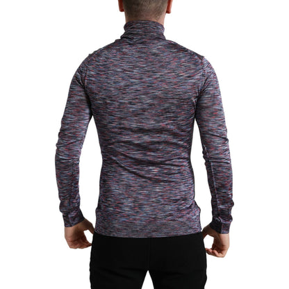 Dolce & Gabbana Blue Purple Turtleneck Pullover Sweater