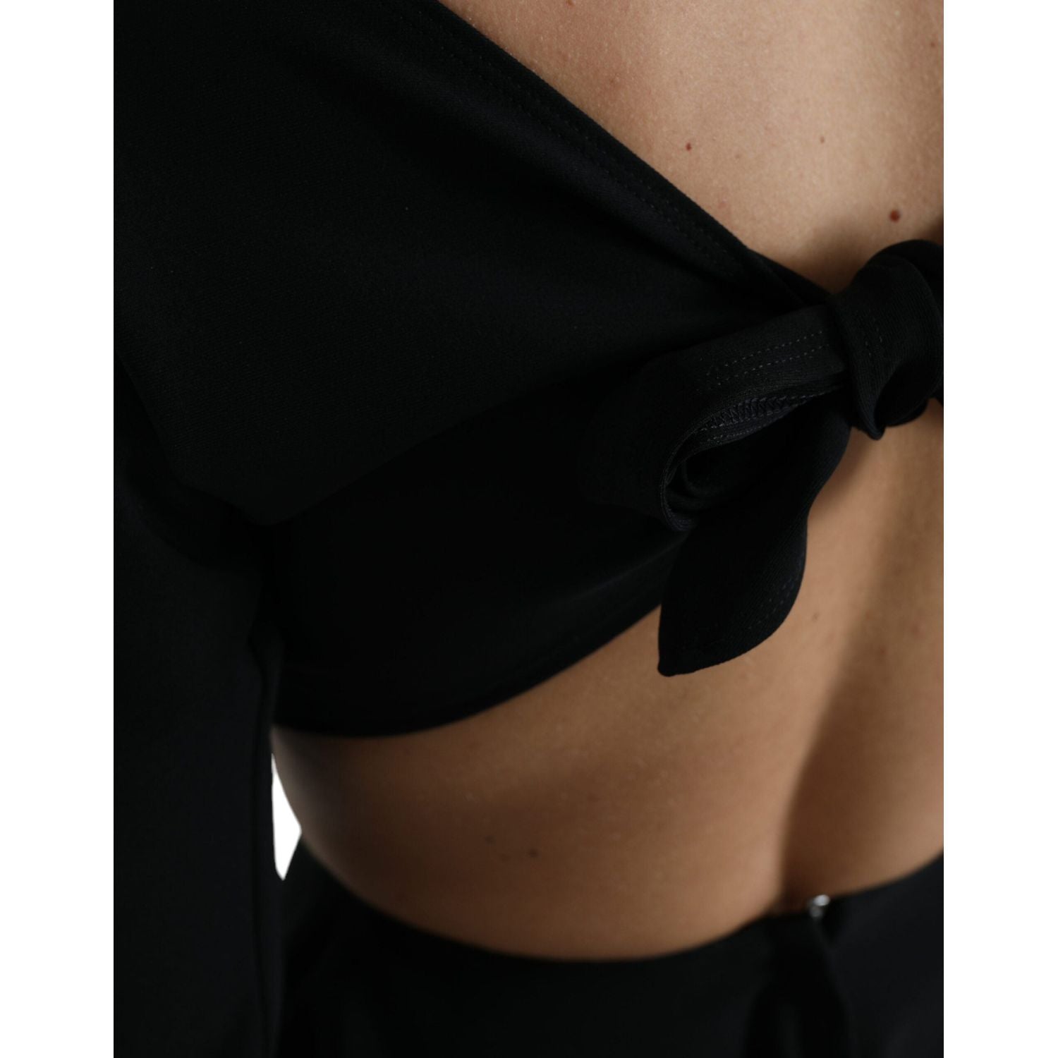 Dolce & Gabbana Black Viscose Cut Out A-line Long Sleeves Mini Dress