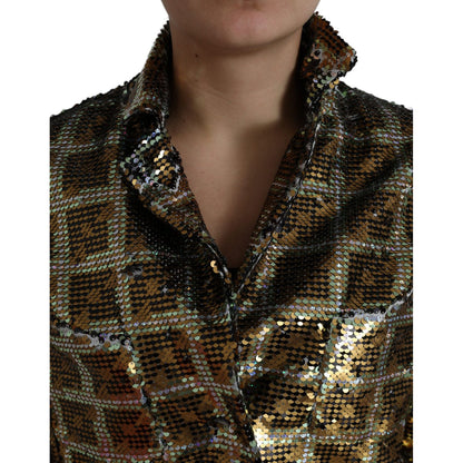 Dolce & Gabbana Multicolor Polyester Sequined Cropped Jacket
