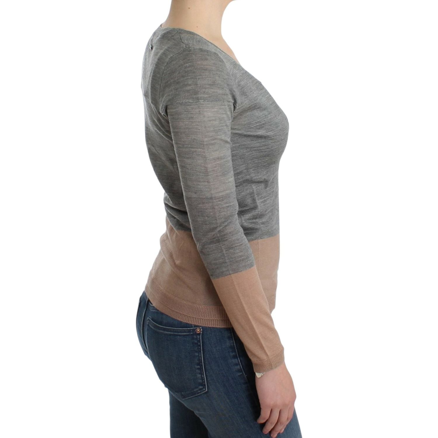 优雅灰色腈纶羊毛开衫