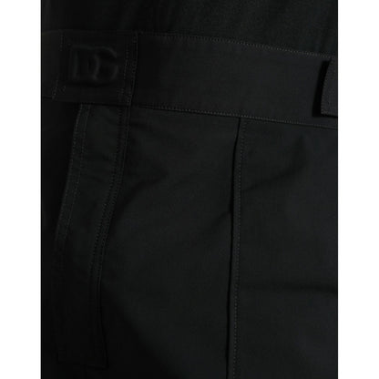 Dolce & Gabbana Black Polyester Logo Straight Pants