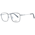 Bally Black Men Glasses Frame with metal full-rim, rectangle style, black color, demo lenses, lens width 54mm, temples length 145mm.