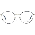 Alt Tag: Tod's Black Women Glasses Frame, metal full-rim round style with demo lenses, 52mm width, features branded temples, ideal for fashion.