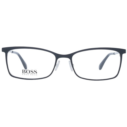 Hugo Boss Black Women Glasses Frame, rectangle full-rim metal design, demo lenses, branded case included.