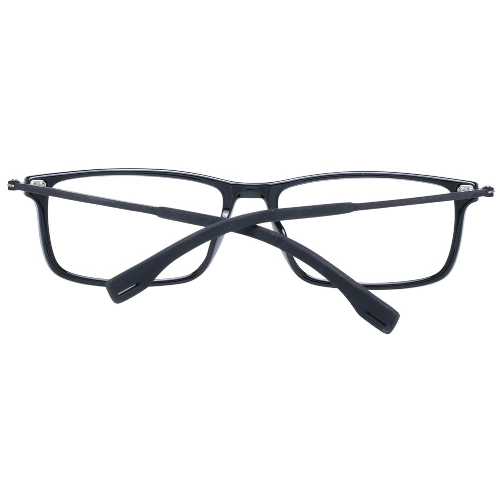 Hugo Boss Black Men Glasses Frame, full-rim rectangle plastic design with demo lenses, size 55-11-145, includes branded case.
