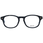 Bally Black Men Glasses Frame in black plastic with full-rim square style, demo lenses, and branded case included, size 50-20-145.