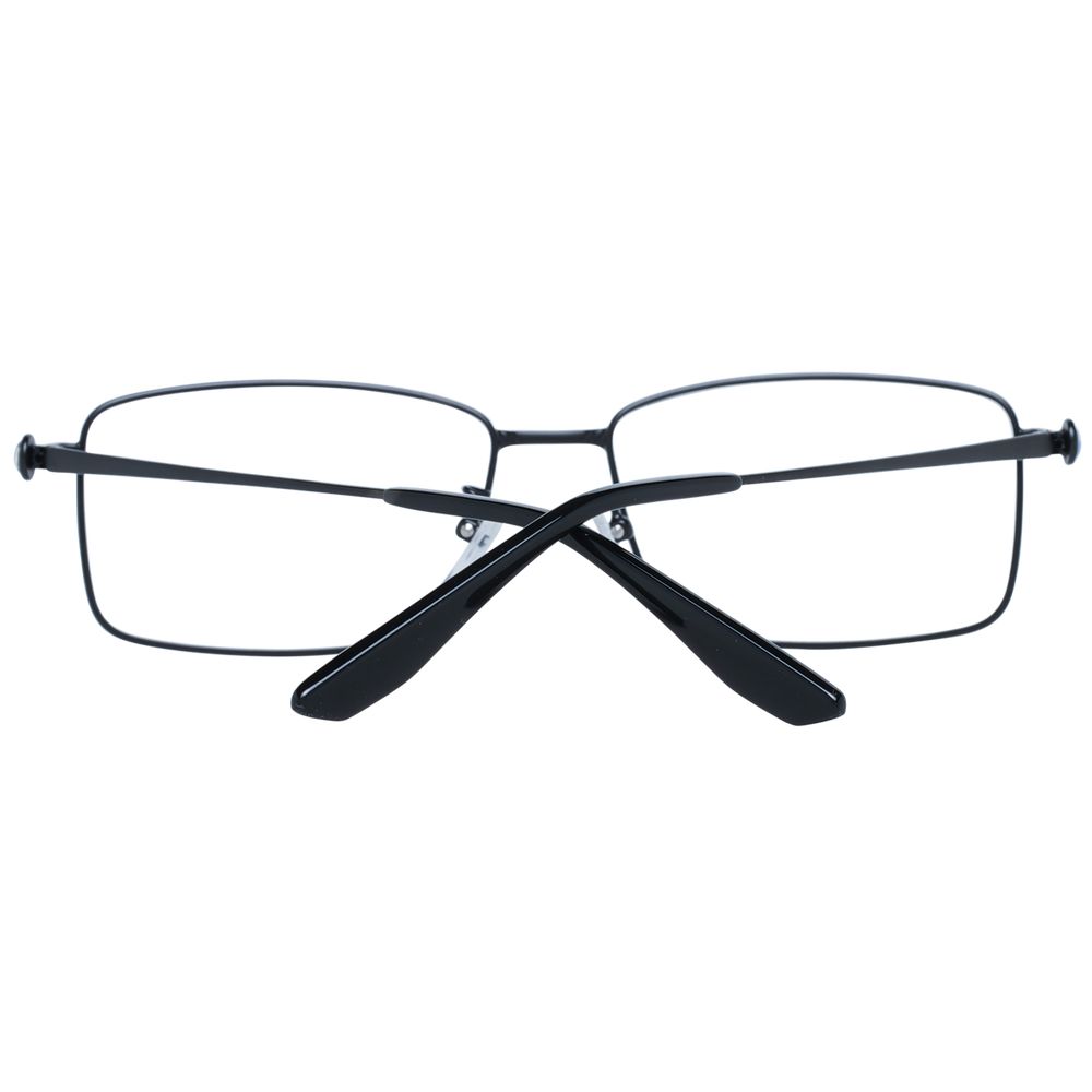 BMW Black Men Glasses Frame, metal full-rim, rectangle style, 57-16-150 size, demo plastic lenses, ideal for men, includes branded case