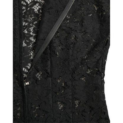 Dolce & Gabbana Black Floral Lace Cotton A-line Mini Dress