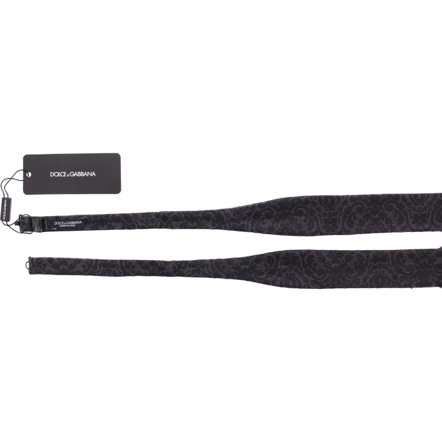 Dolce & Gabbana Gray Black Wool Bow Tie MOM24152
