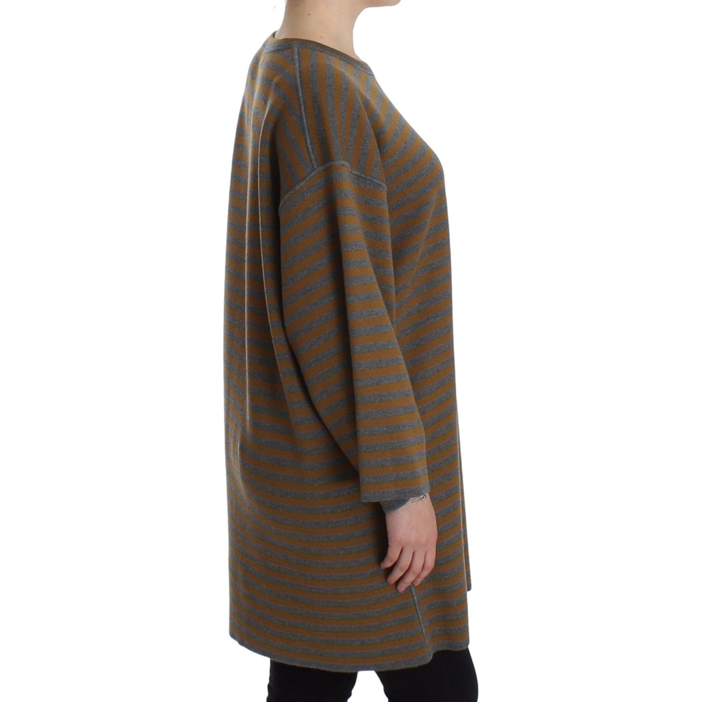 Dolce & Gabbana Oversized Gray Yellow Striped Sweater Top SIG13232-1