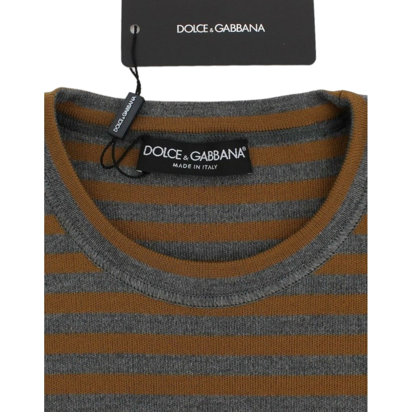 Dolce & Gabbana Oversized Gray Yellow Striped Sweater Top SIG13232-1