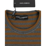 Dolce & Gabbana Oversized Gray Yellow Striped Sweater Top SIG13232-1