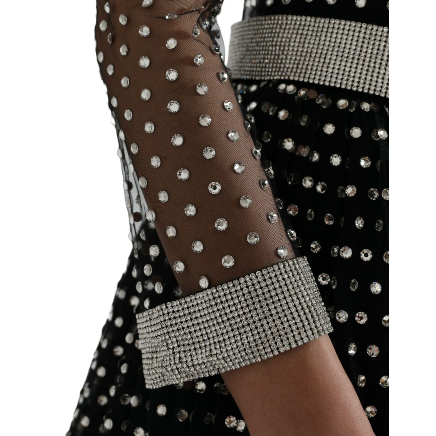 Dolce & Gabbana Black Crystal Embellished A-line Gown Dress