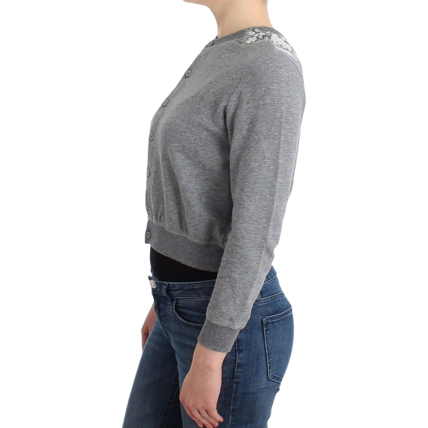 Ermanno Scervino Lingerie Gray Lace Sweater Cardigan Top SIG11862-1
