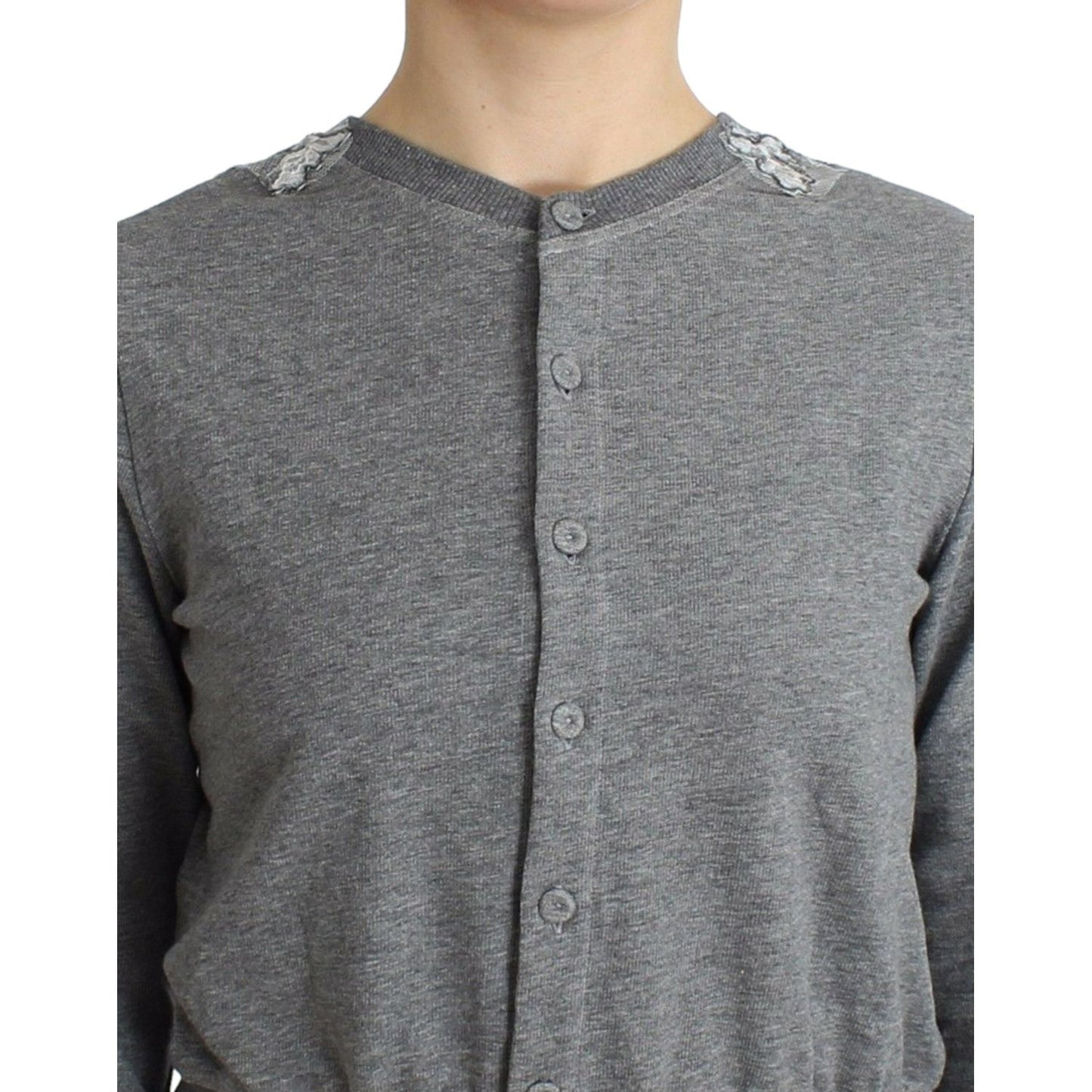 Ermanno Scervino Lingerie Gray Lace Sweater Cardigan Top SIG11862-1