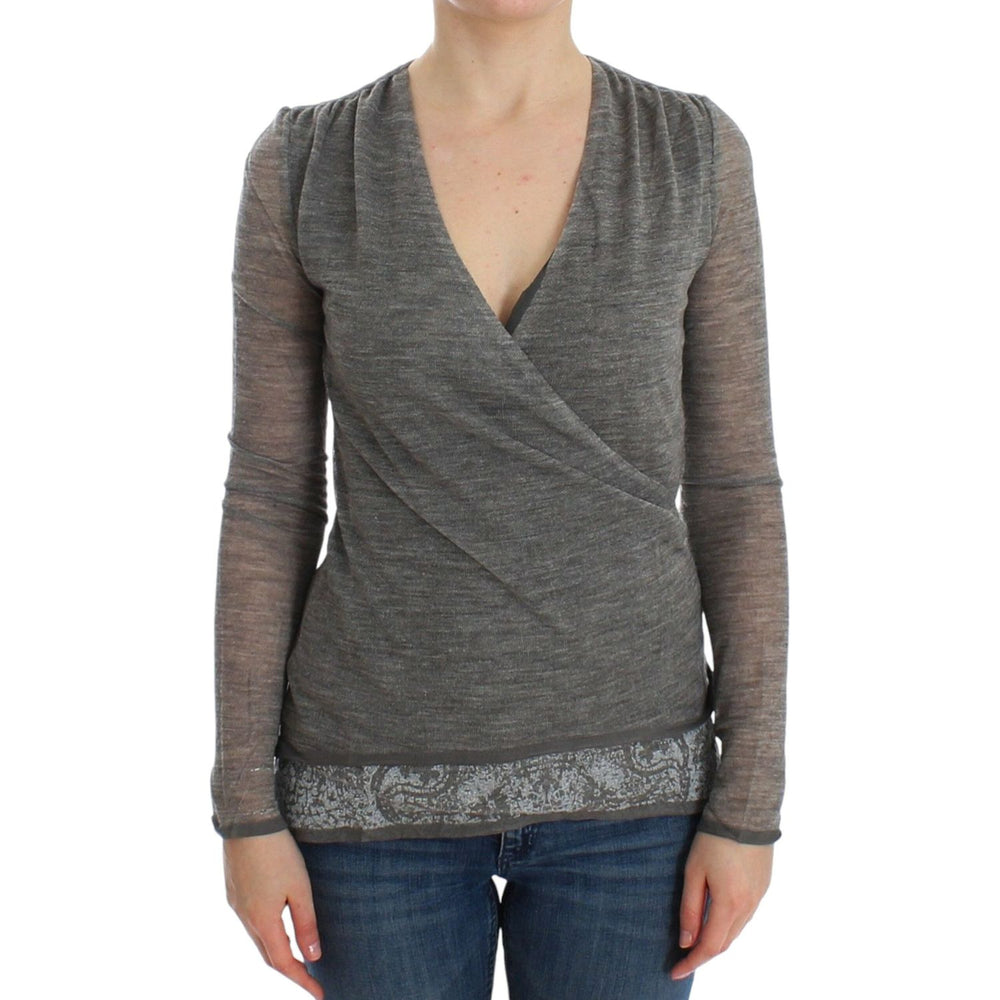 Ermanno Scervino Gray Wool Blend Stretch Long Sleeve Sweater SIG12586-2