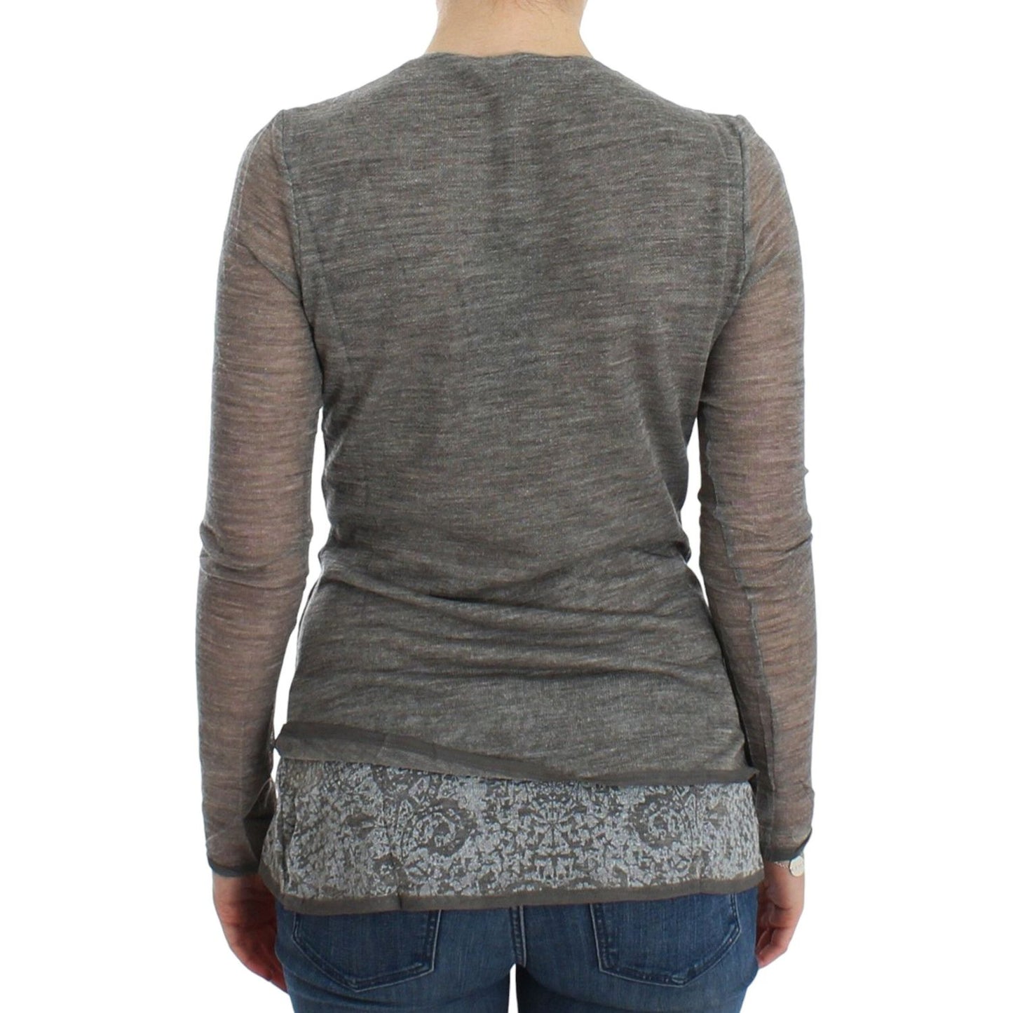 Ermanno Scervino Gray Wool Blend Stretch Long Sleeve Sweater SIG12586-2