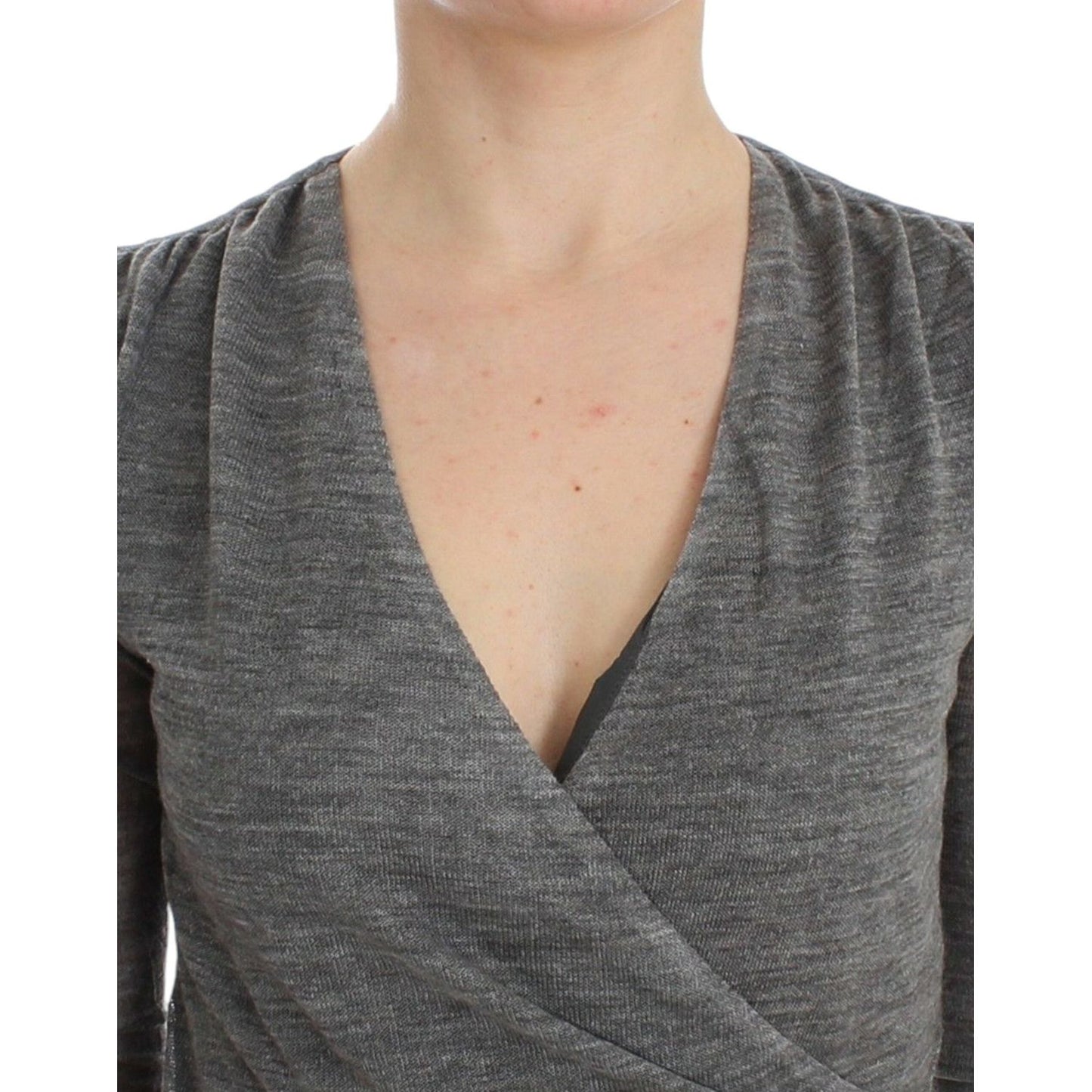 Ermanno Scervino Gray Wool Blend Stretch Long Sleeve Sweater SIG12586-2